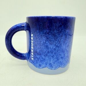 Starbucks 2022 Blue Periwinkle Drip Glaze Ombre Ceramic Coffee Mug 14oz Cup